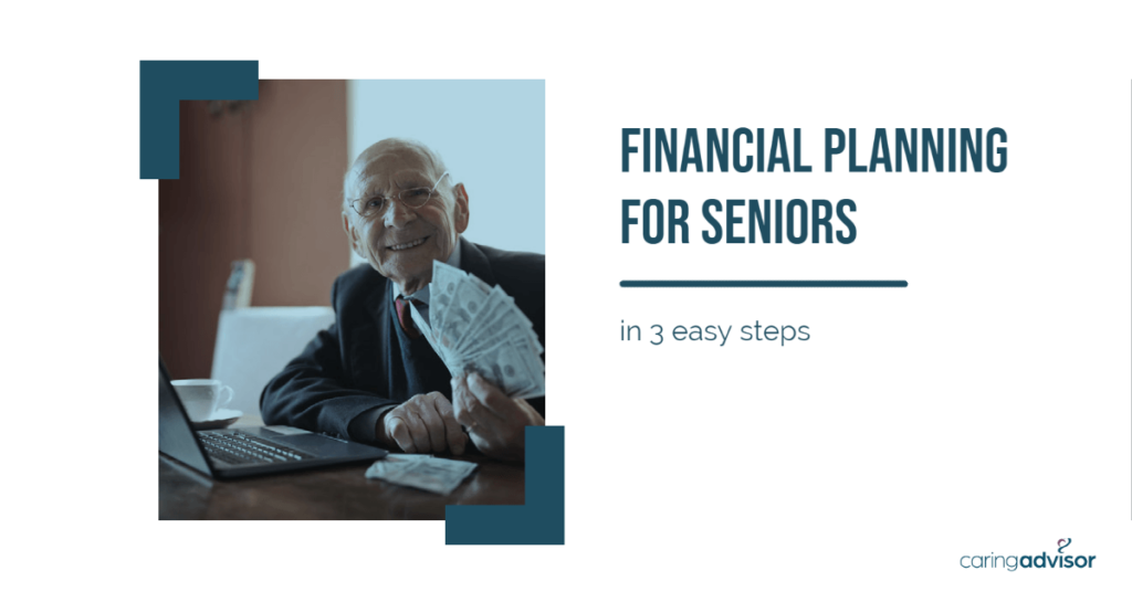Header image for article about financial planning for seniors, showing an older man with money in his hand.